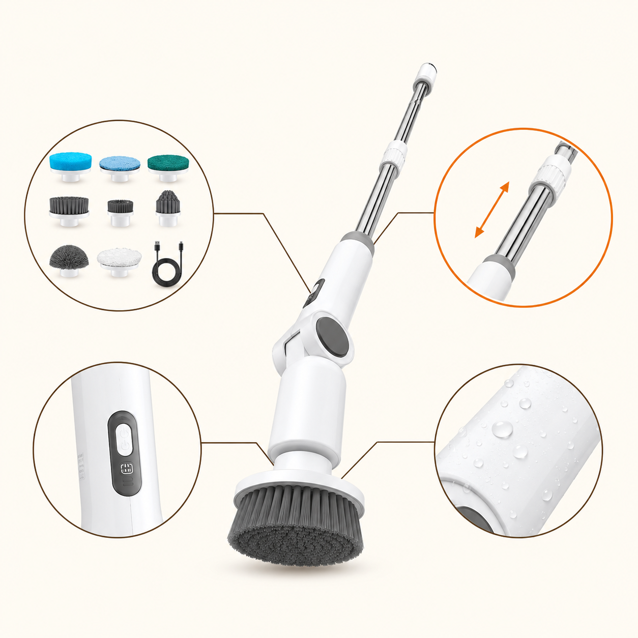 Awelora 8-in-1 Electric Spin Scrubber